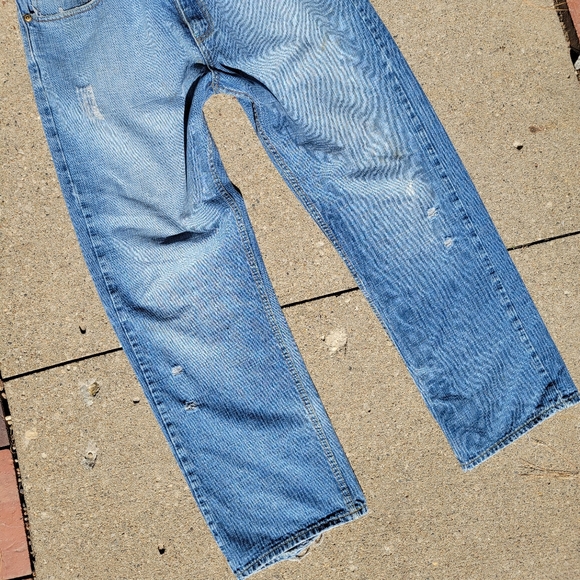 Baggy Skater Jeans BARBQ Wide Leg Medium Light Wash Red Pocket 34 x 34 BBQ - Picture 8 of 10